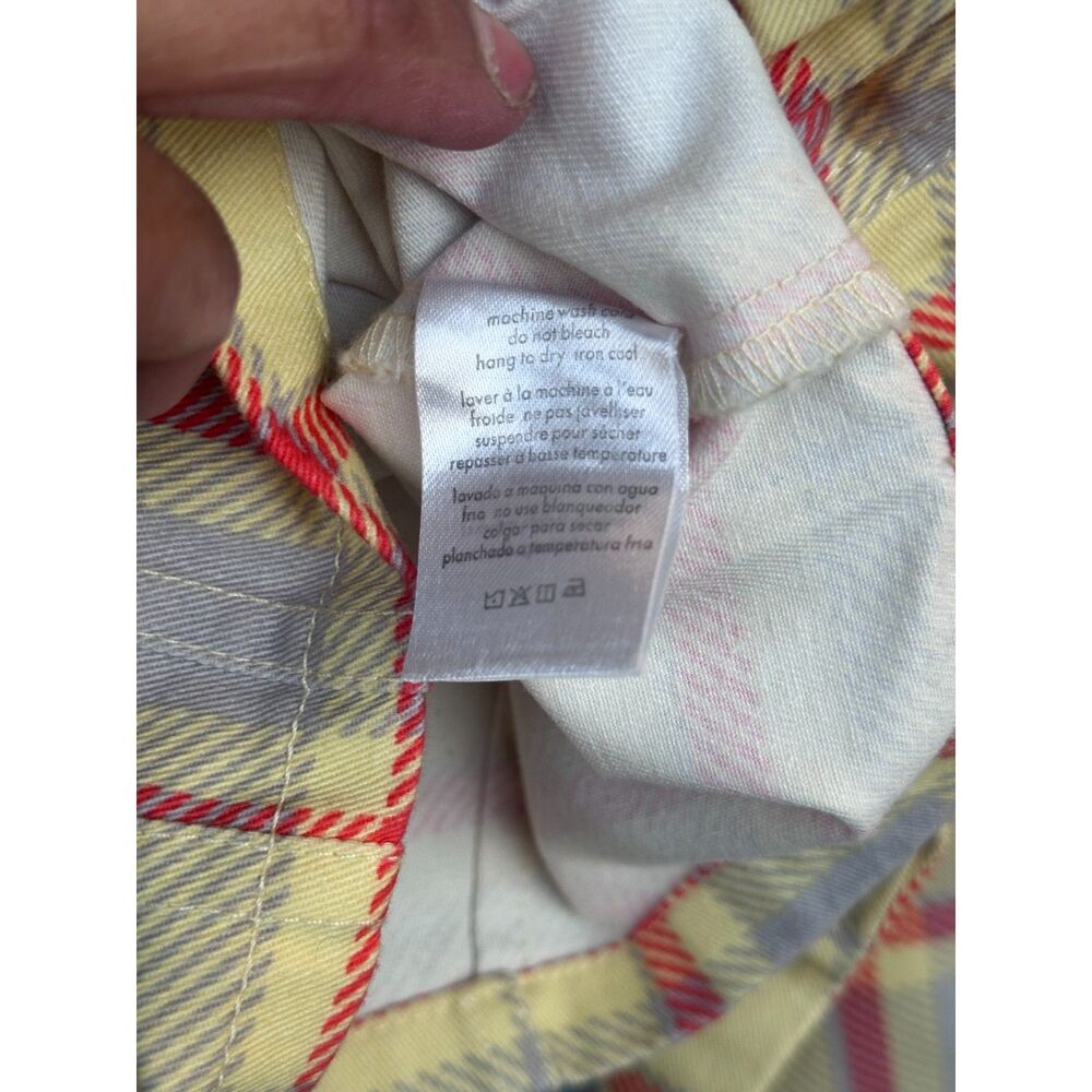 WeWoreWhat Plaid Cropped Jacket XS Yellow Red Cotton Shacket Utility Style - Picture 6 of 13